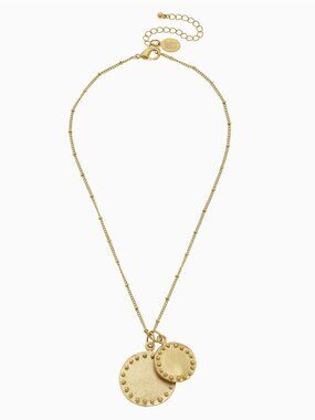 Chic! Gold Double Dot Susan Shaw Necklace — Modern Minimalist Layering Piece